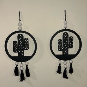 Set of 2 Black Cactus Wall Decor